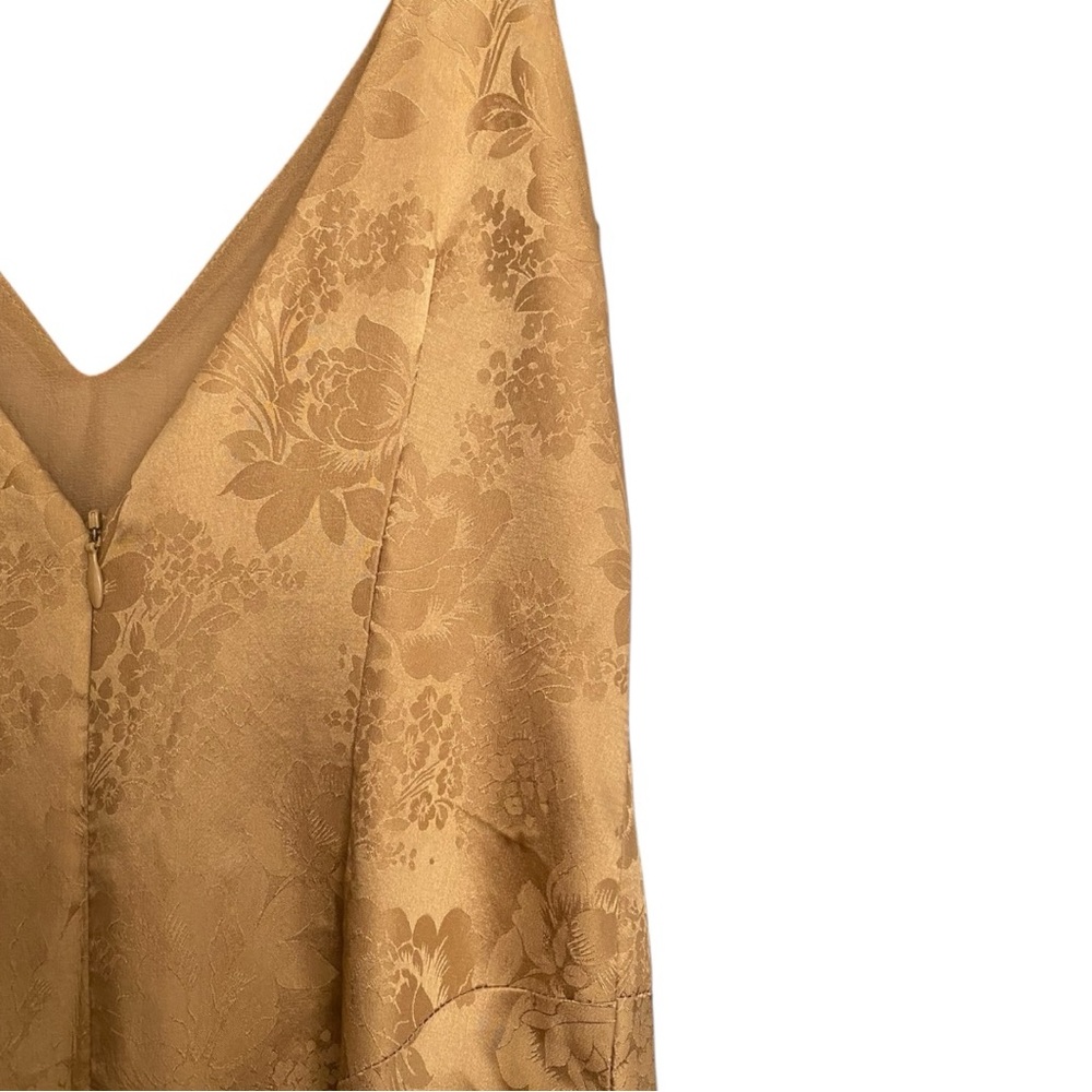 Nicole Miller Signature Vintage Embroidered Beaded Silk Tan Long Gown Size US 4 - Picture 8 of 11